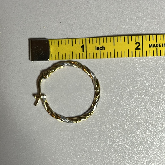 Two Tone Twisted 14K Gold Plated Earrings - Picture 7 of 7